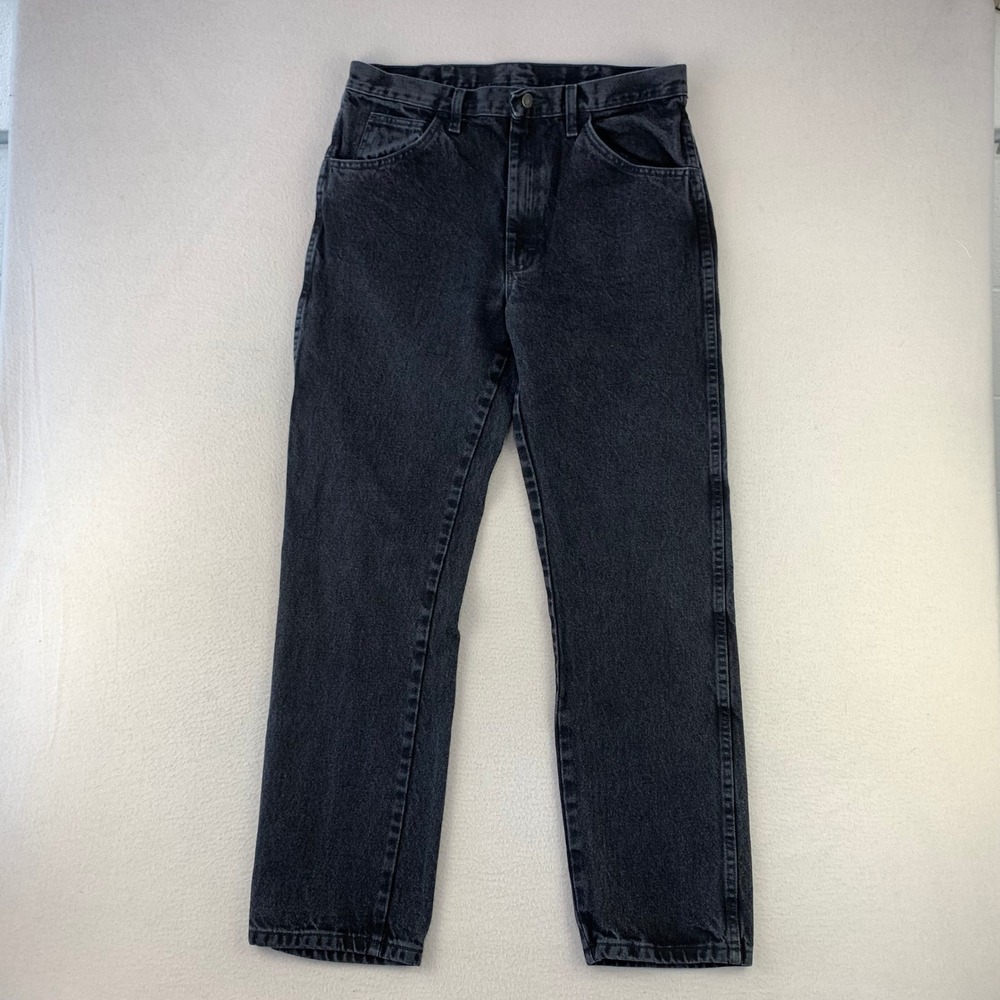Rustler Jeans Mens 34x32 Black Denim Straight Leg Vintage Fade Workwear Rodeo